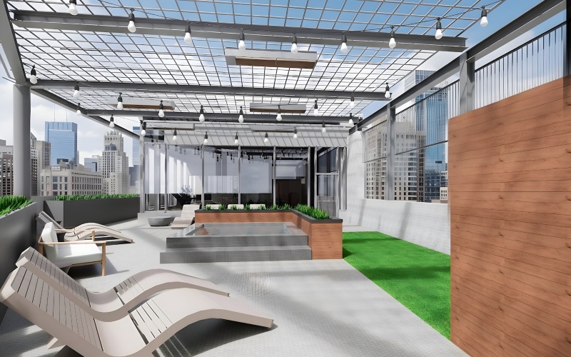 All-season wellness terrace with sauna & hot tub